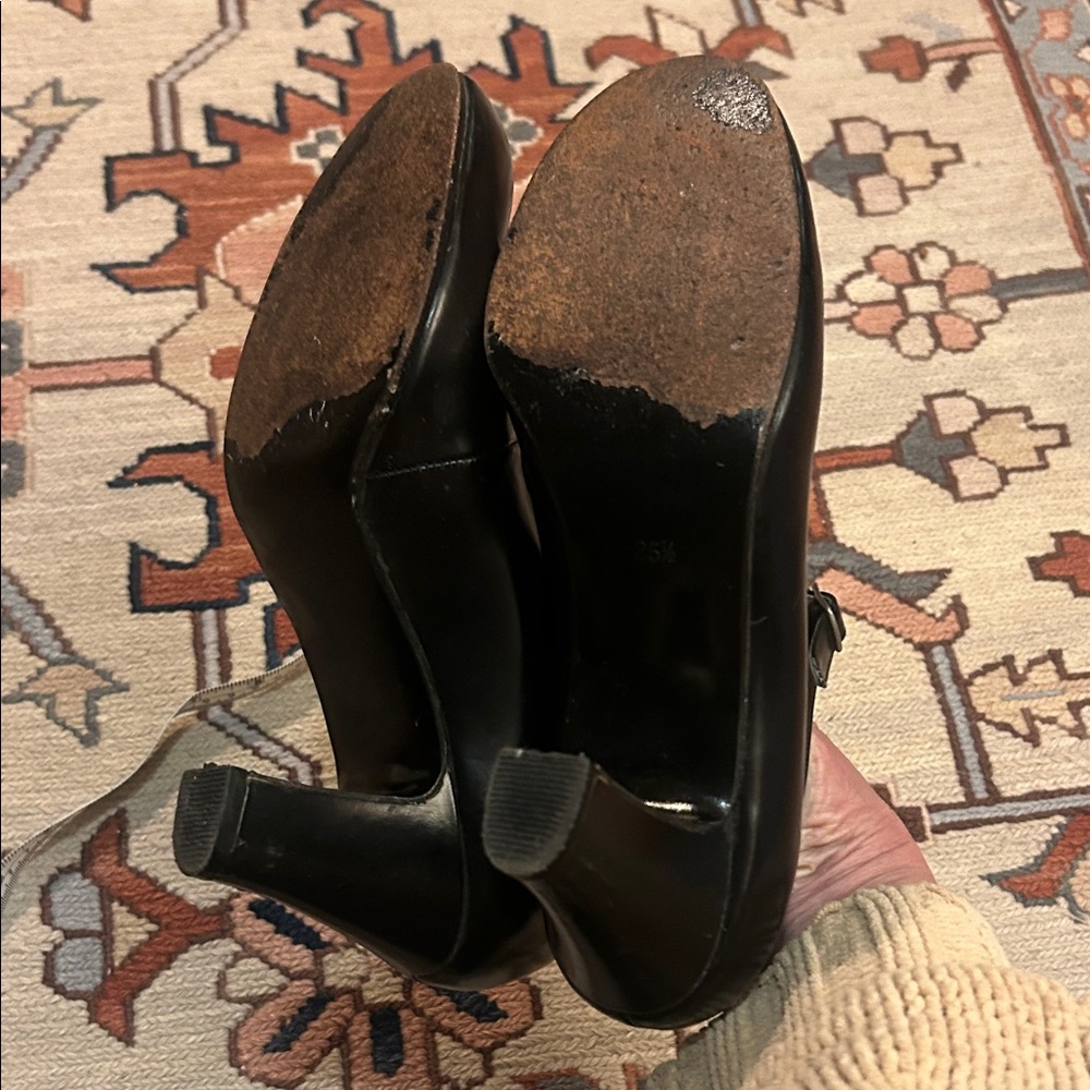 Vintage 90s Comme des Garcons Black Mary Jane Heels Made in Japan - Picture 4 of 7